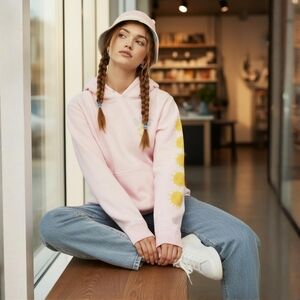 Small Ryan ✦ Care Bears Funshine Pink Hoodie ✦ Sun Graphic Kangaroo Pocket Small